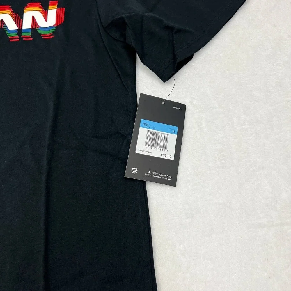 Air Jordan 13 Shirt Men Medium Black Jumpman Short Sleeve Chicago‎ Bulls New M